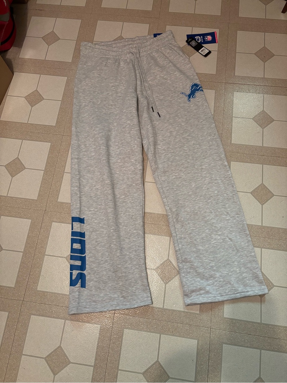NEW NFL Gray Sweatpants with Blue Detroit Lions Logo